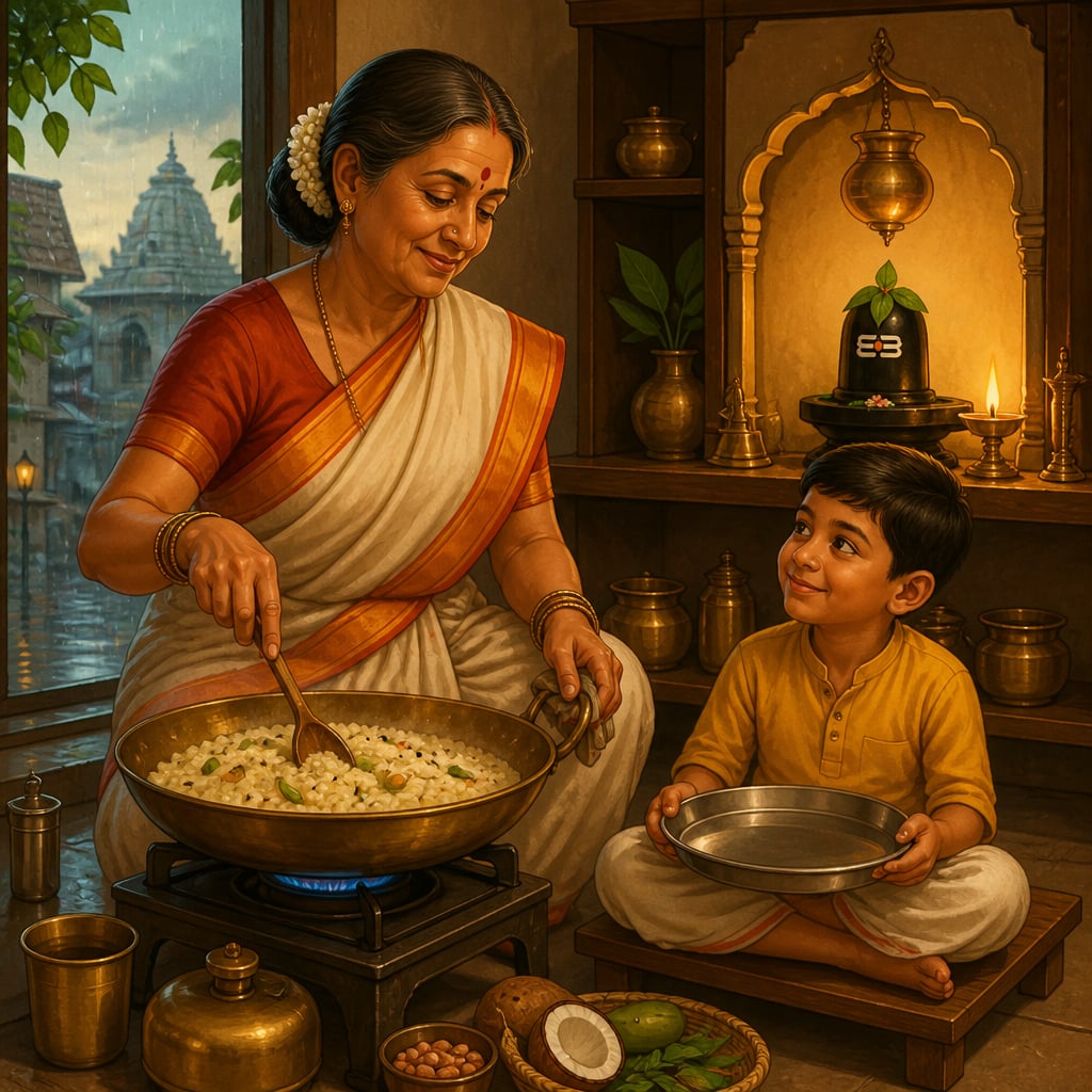 Pune grandmother cooking the first Monday Shravan breakfast