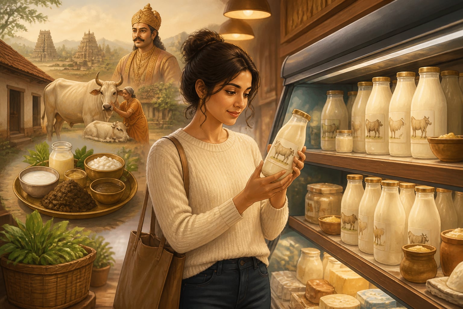 Wellness shopper buying A2 grass-fed milk in Brooklyn