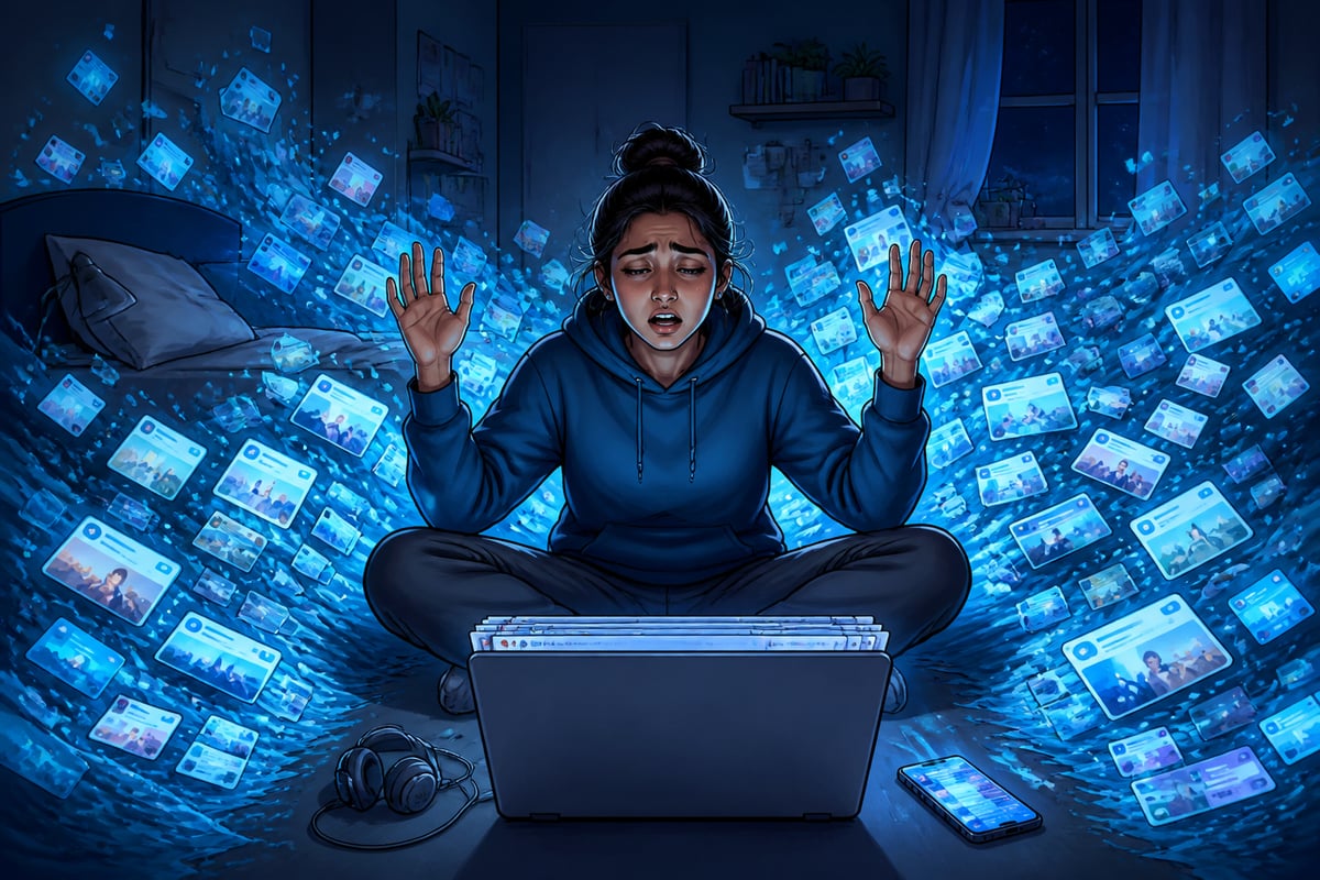 Indian teenager drowning in notifications
