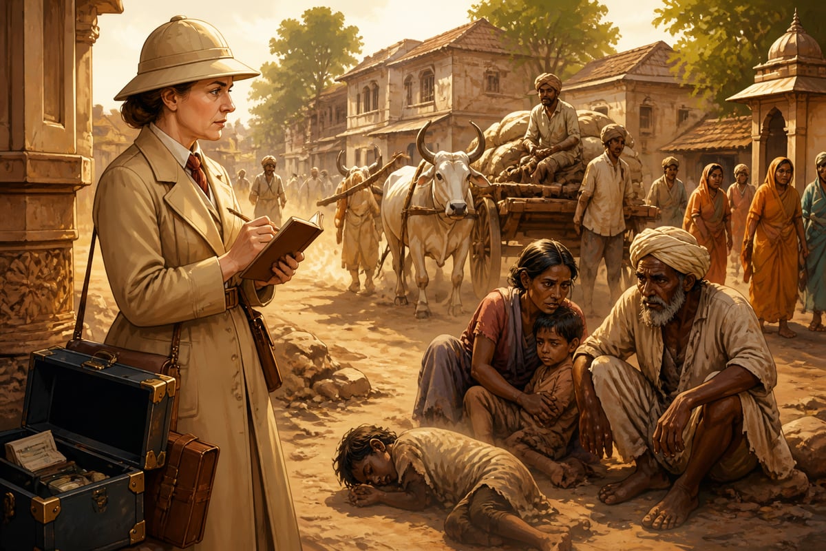 Katherine Mayo in 1927 selectively recording distressing scenes in India