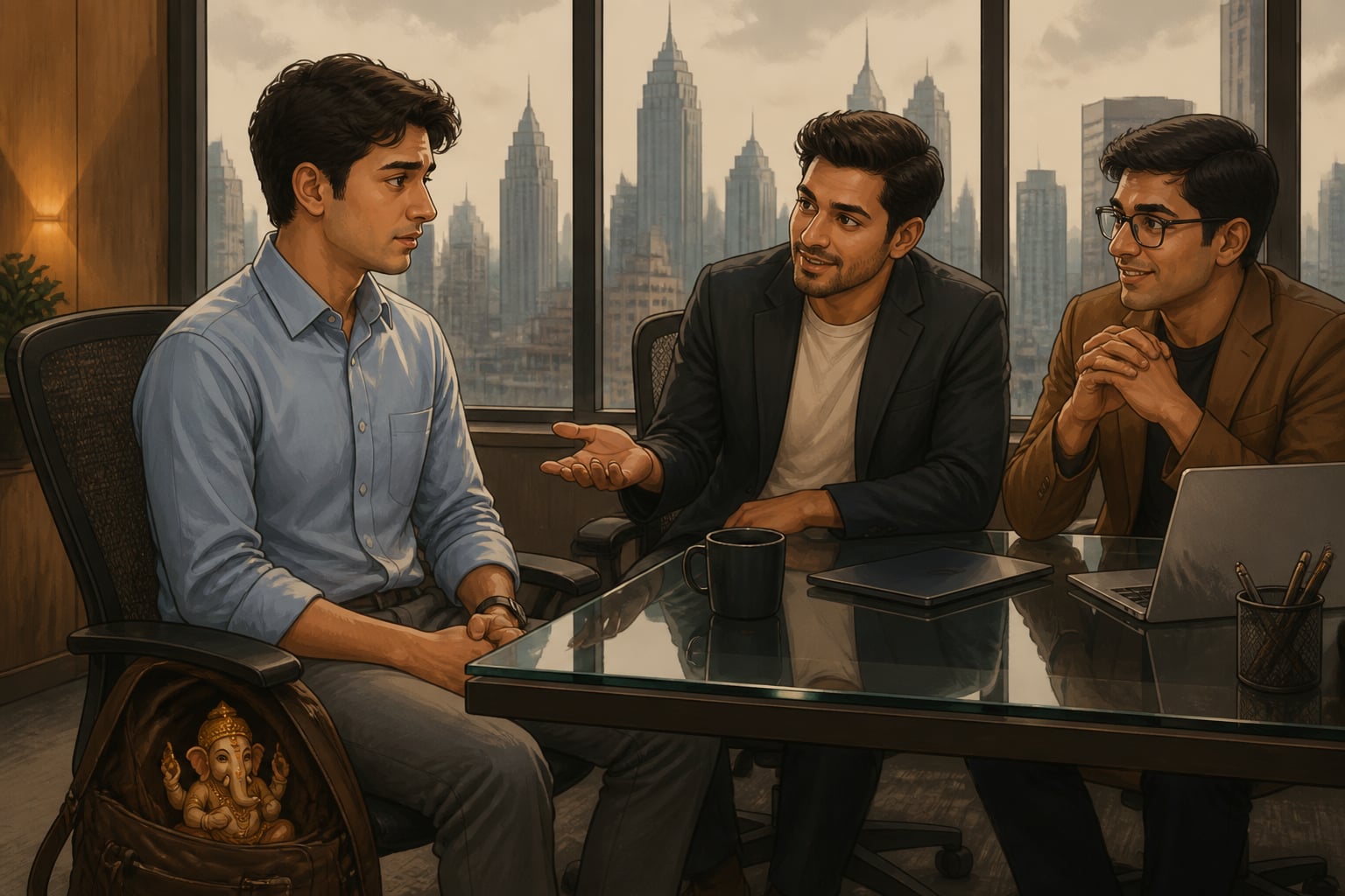 A diaspora Hindu professional offered conditional acceptance at a glass office table