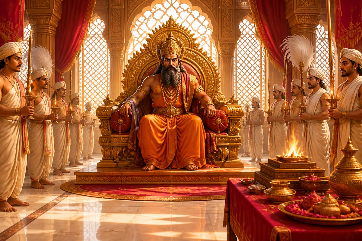 Daksha Prajapati on his palace throne