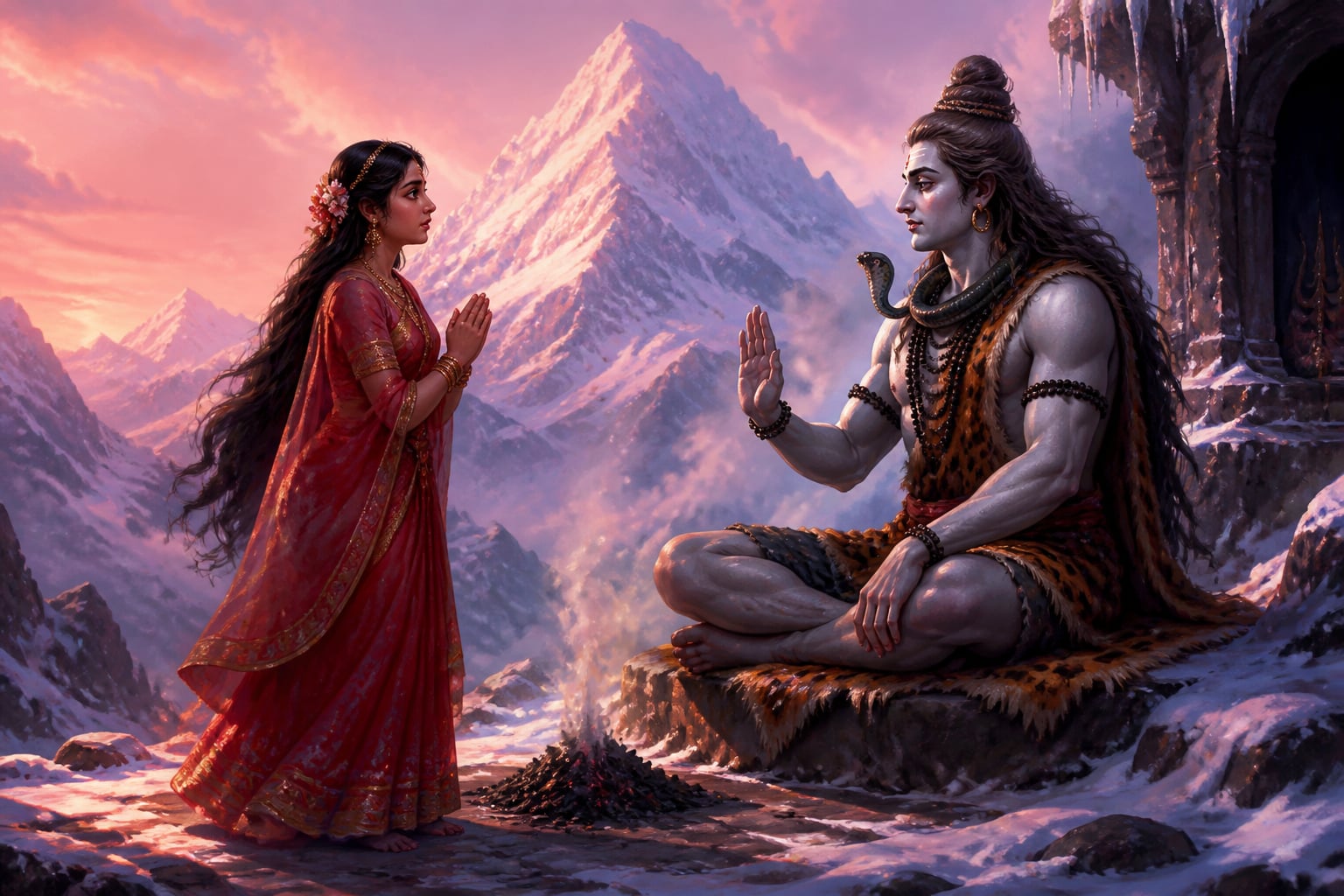 Sati and Shiva on Kailash before her departure
