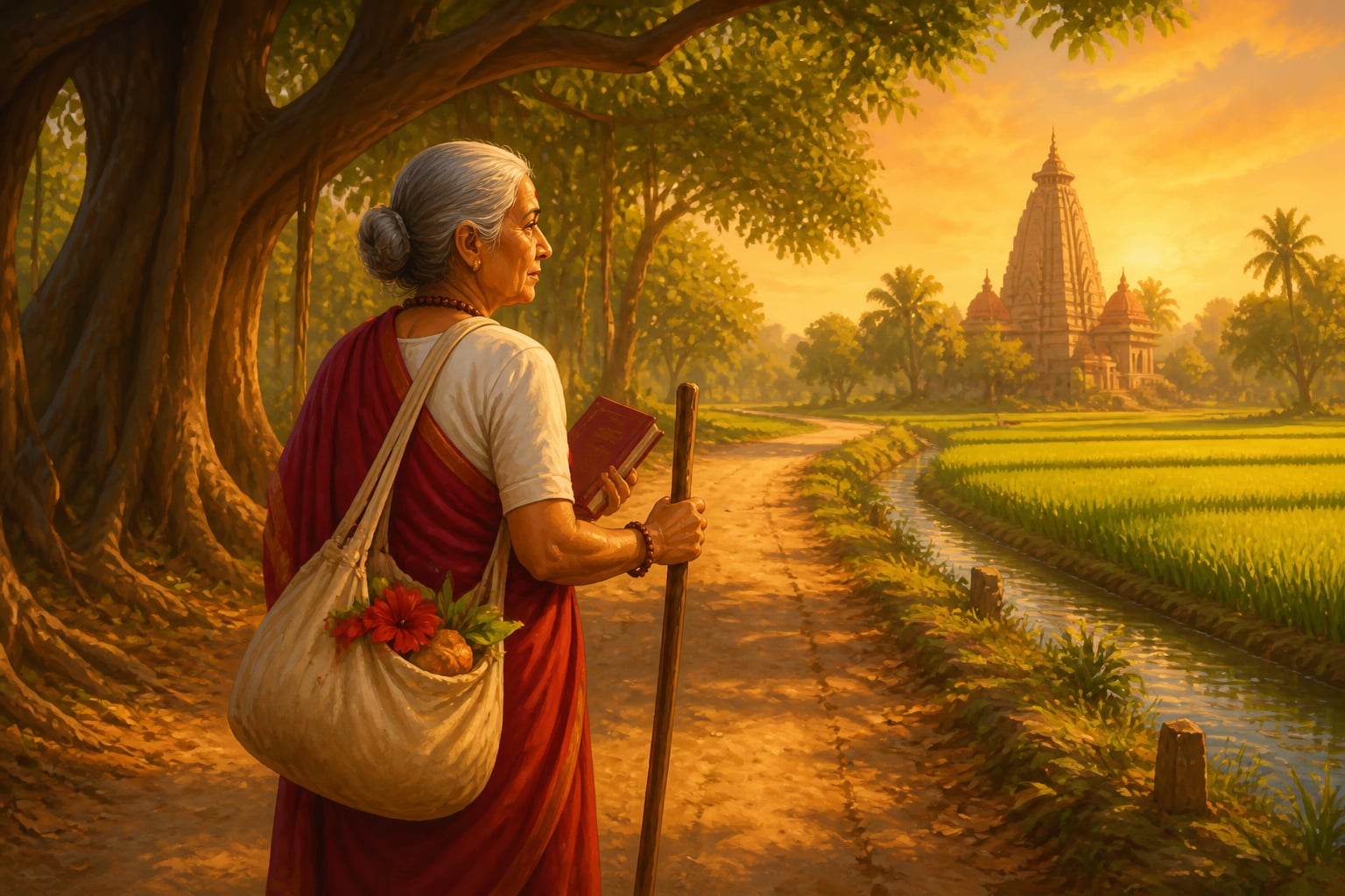 An elderly pilgrim walking the Chatushpeetha parikrama
