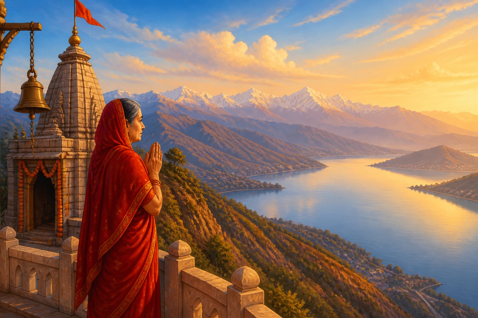 Naina Devi temple overlooking Gobind Sagar lake