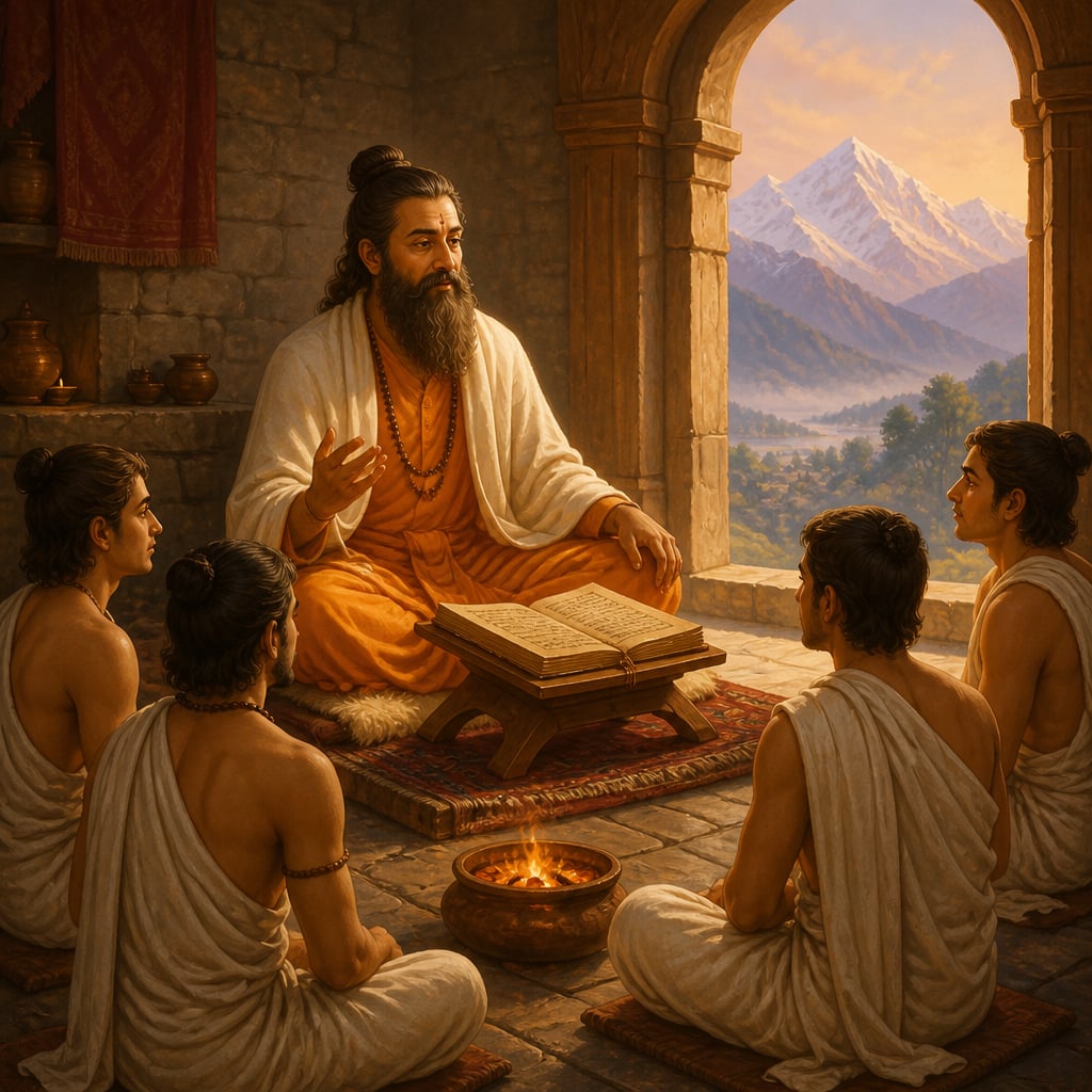 Abhinavagupta with Tantraloka manuscript