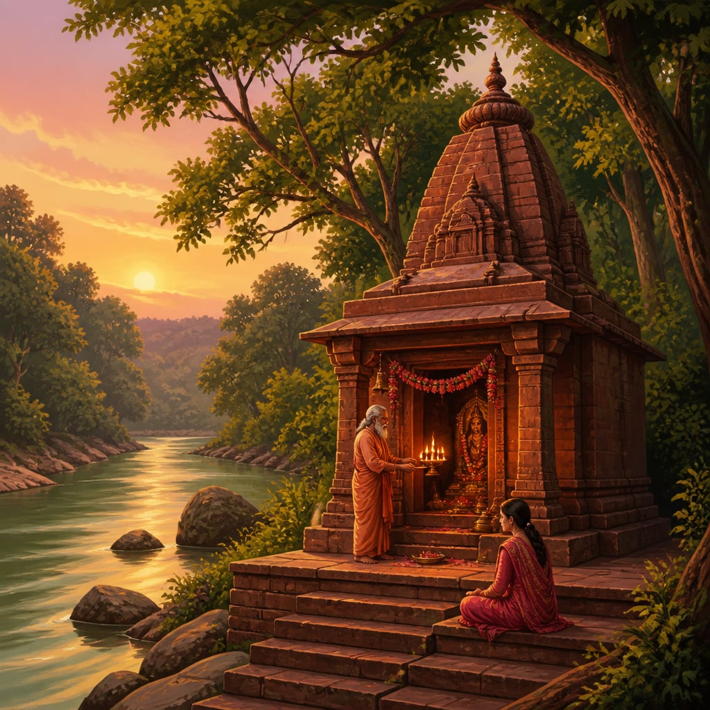Shivani Devi temple on the Mandakini at Chitrakoot