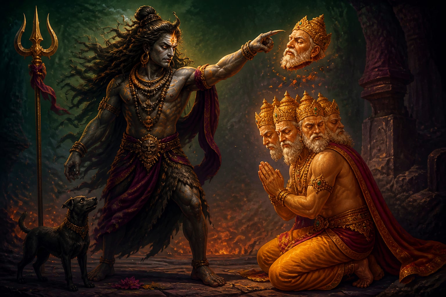 Bhairava removes Brahma's fifth head