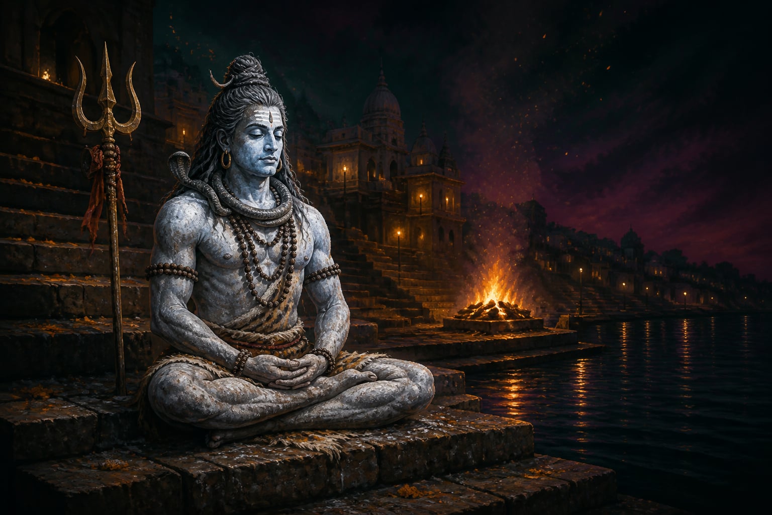 Shiva ash-covered at the Manikarnika ghat