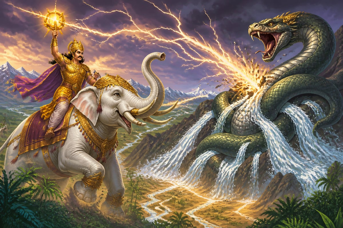 Indra wields the Vajra against Vritra