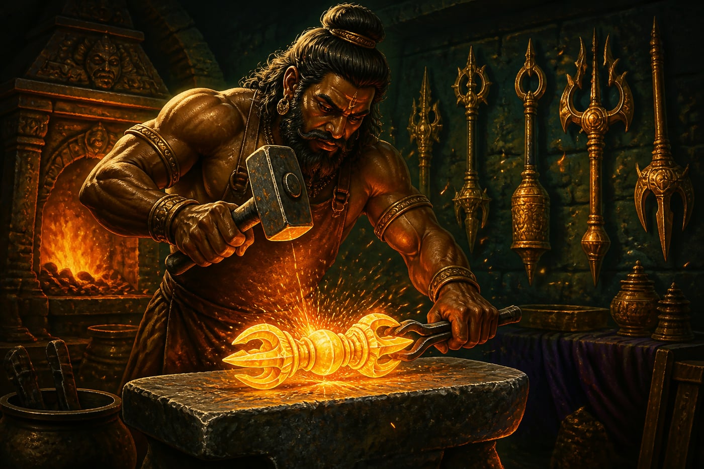 Tvashtri forges the Vajra from Dadhichi's bones