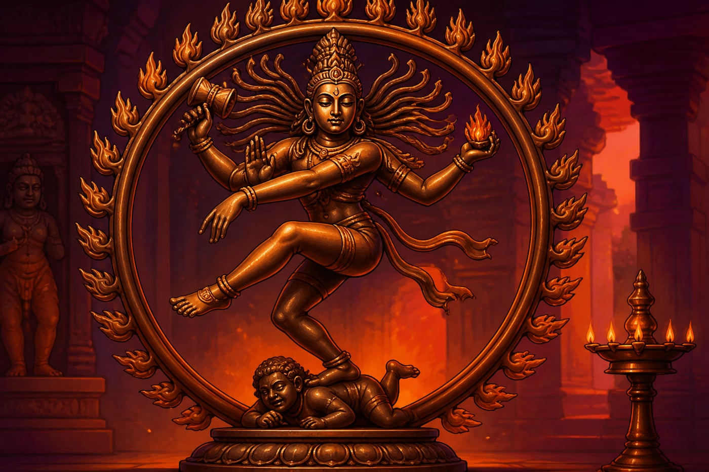 Nataraja dancing with his foot on Apasmara
