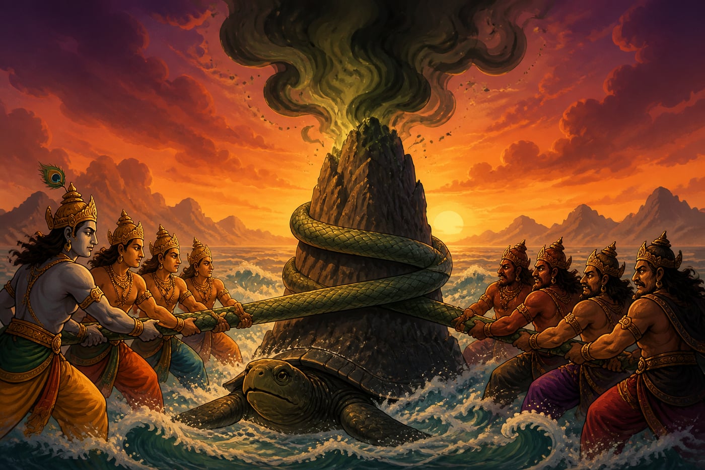 The Samudra Manthana churning the halahala