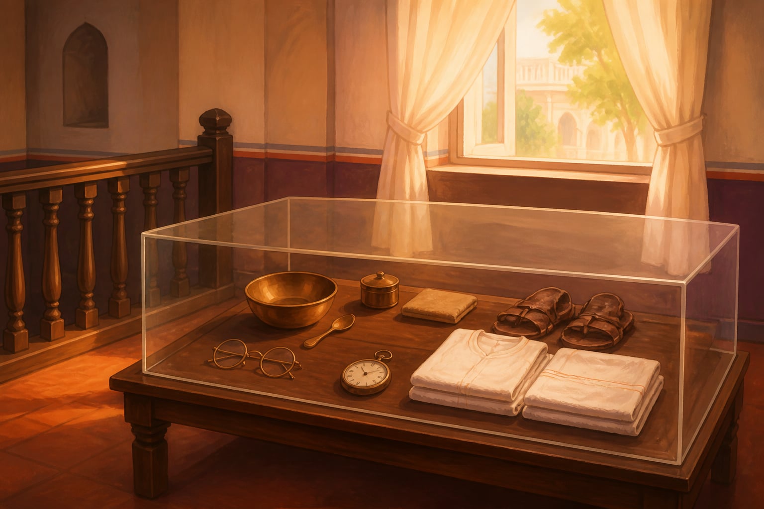 Gandhi's small table at the Aga Khan Palace