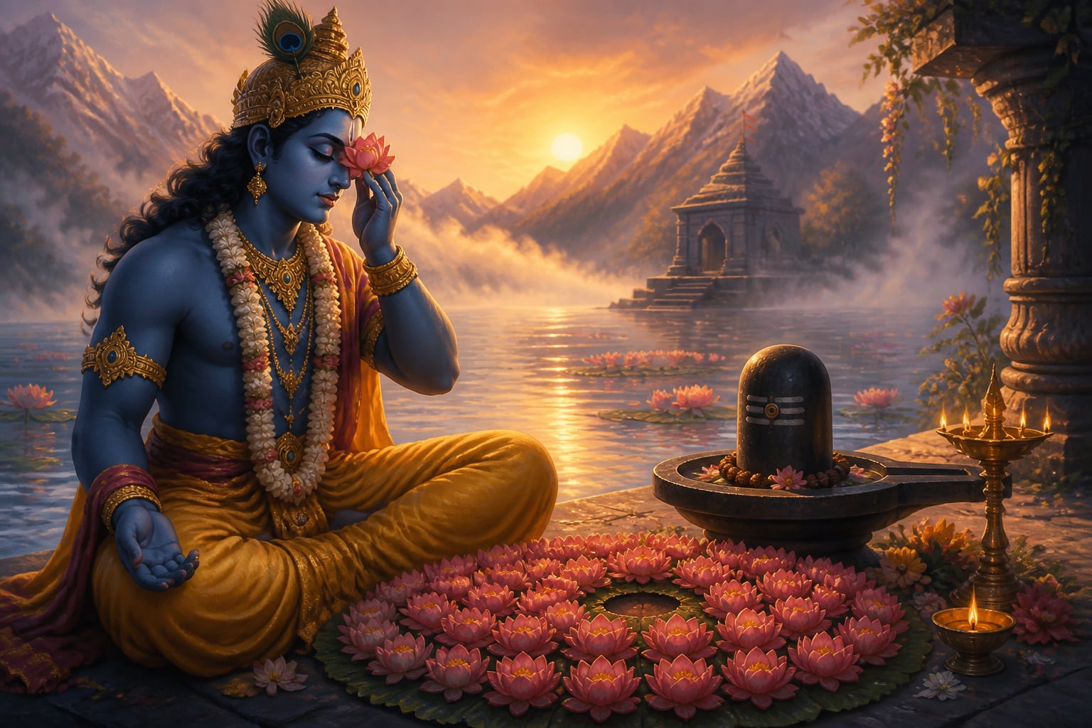 Vishnu offering his own lotus-eye to Shiva