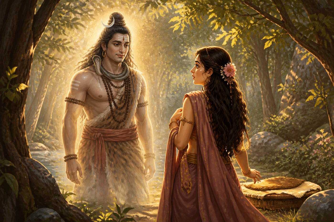 The young brahmacharin resolving into Shiva before Parvati