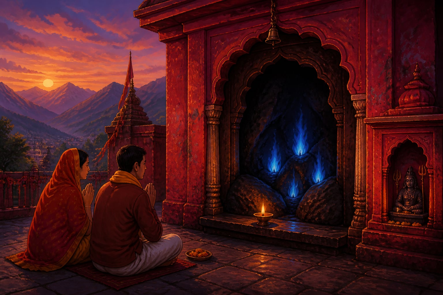 Eternal flames at Jwalamukhi Shakti Peetha