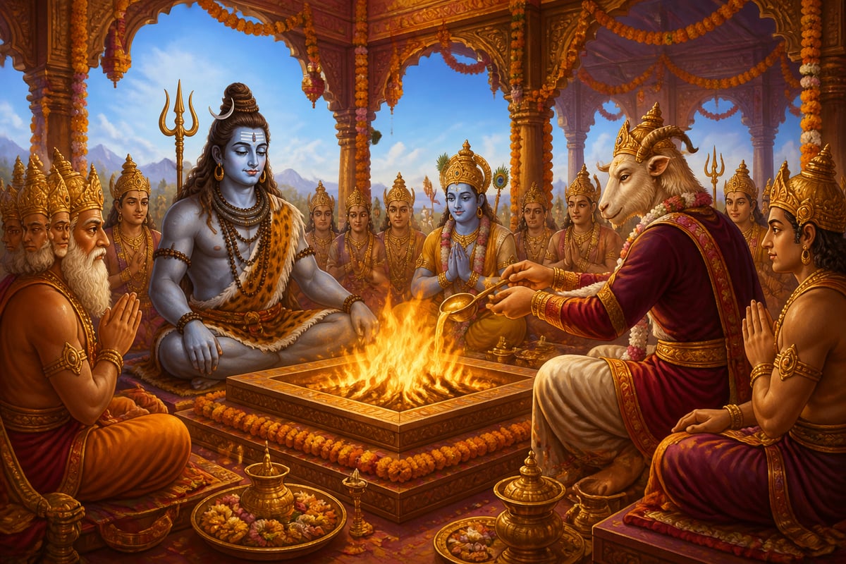 The yajna completed with Shiva present
