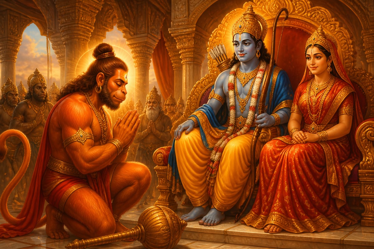 Hanuman at Rama's feet, the silent Eleventh Rudra