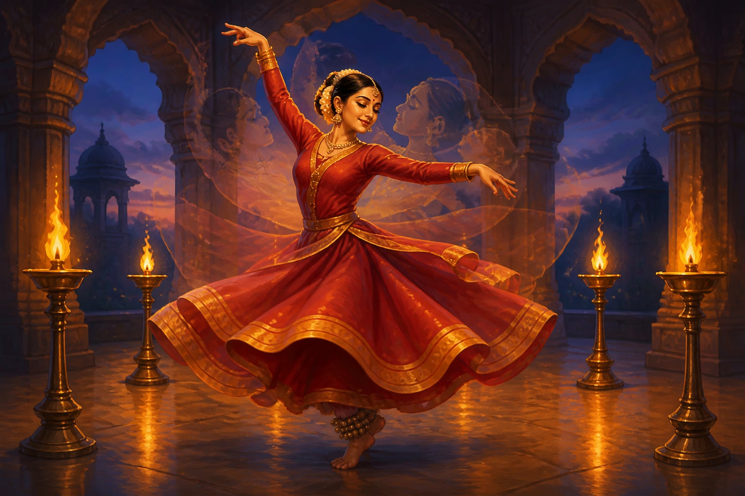 A solitary dancer mid-spin as the lila of consciousness