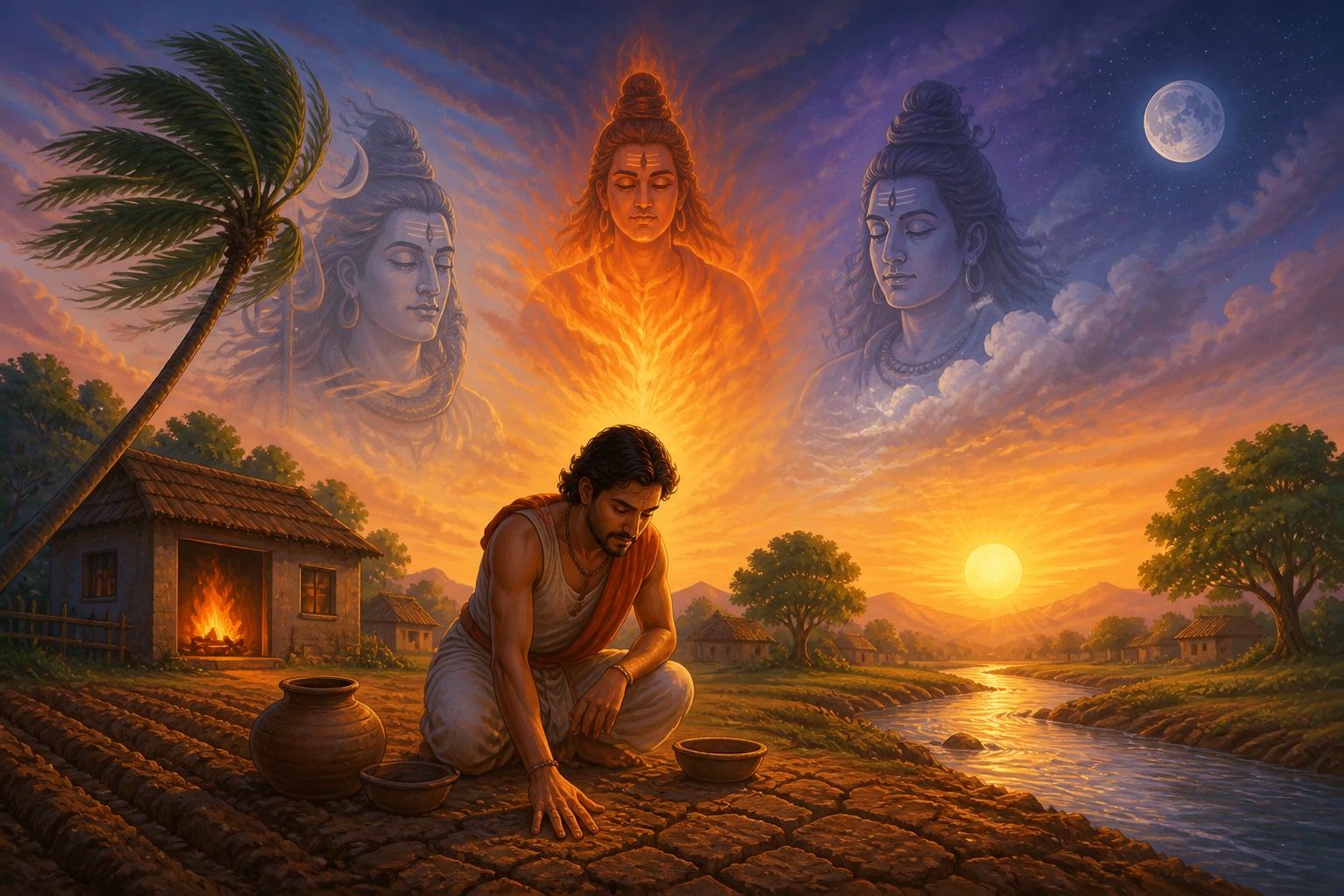 Bhanu recognising Shiva in the eight forms of the village landscape