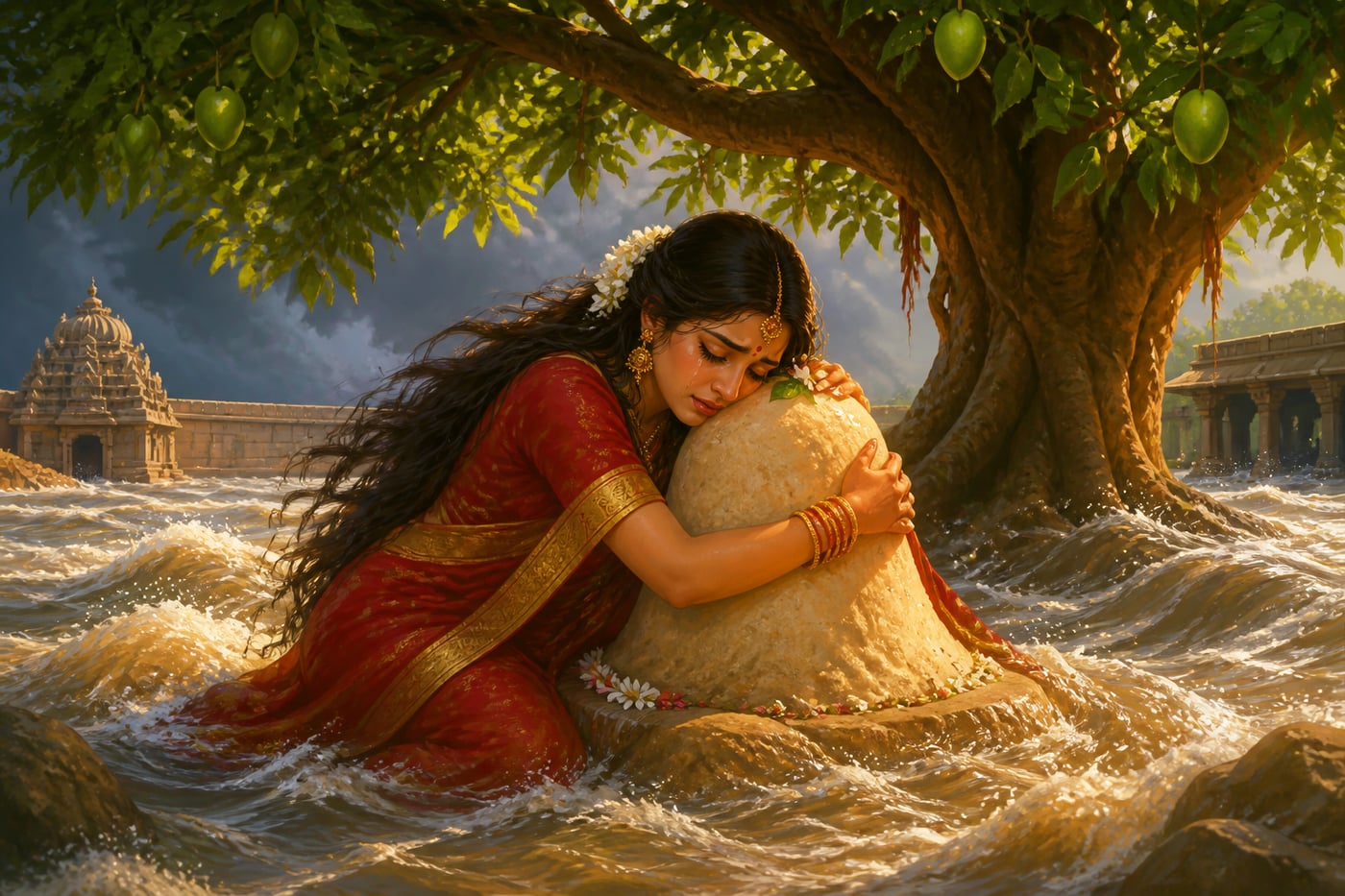 Parvati embracing the sand linga at Ekambareshwar