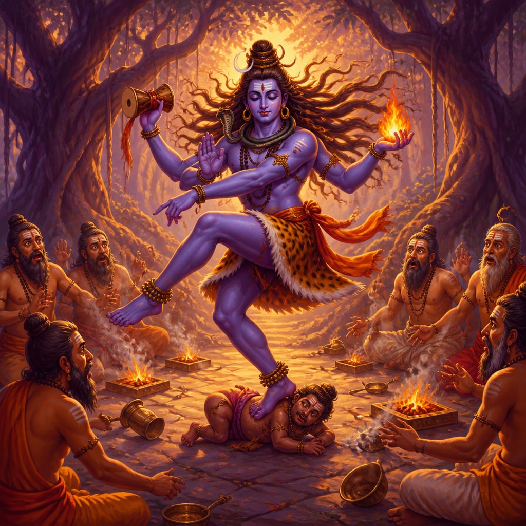 Tillai sages witness Shiva dancing on Apasmara