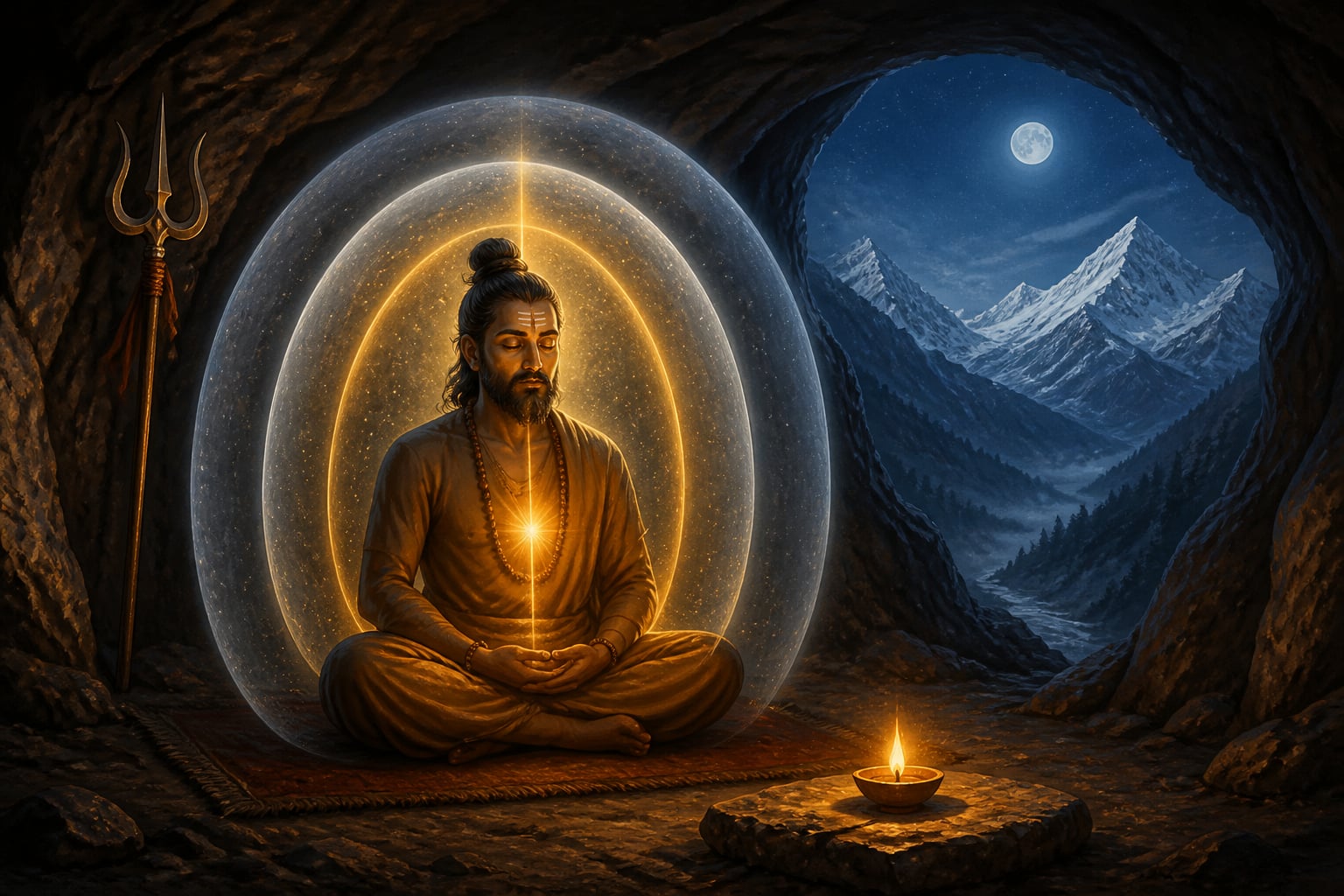 A meditator with the three bodies of gross, subtle, and causal slowly aligning