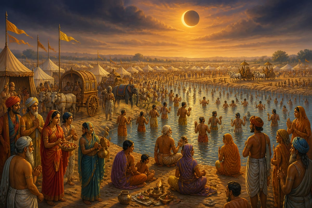 The vast solar eclipse pilgrimage gathering on the plain of Kurukshetra