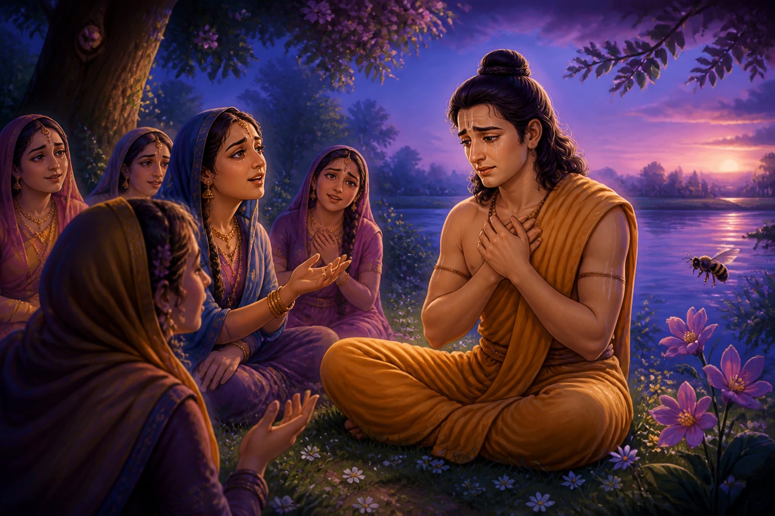 Uddhava listening to the Gopis in awe