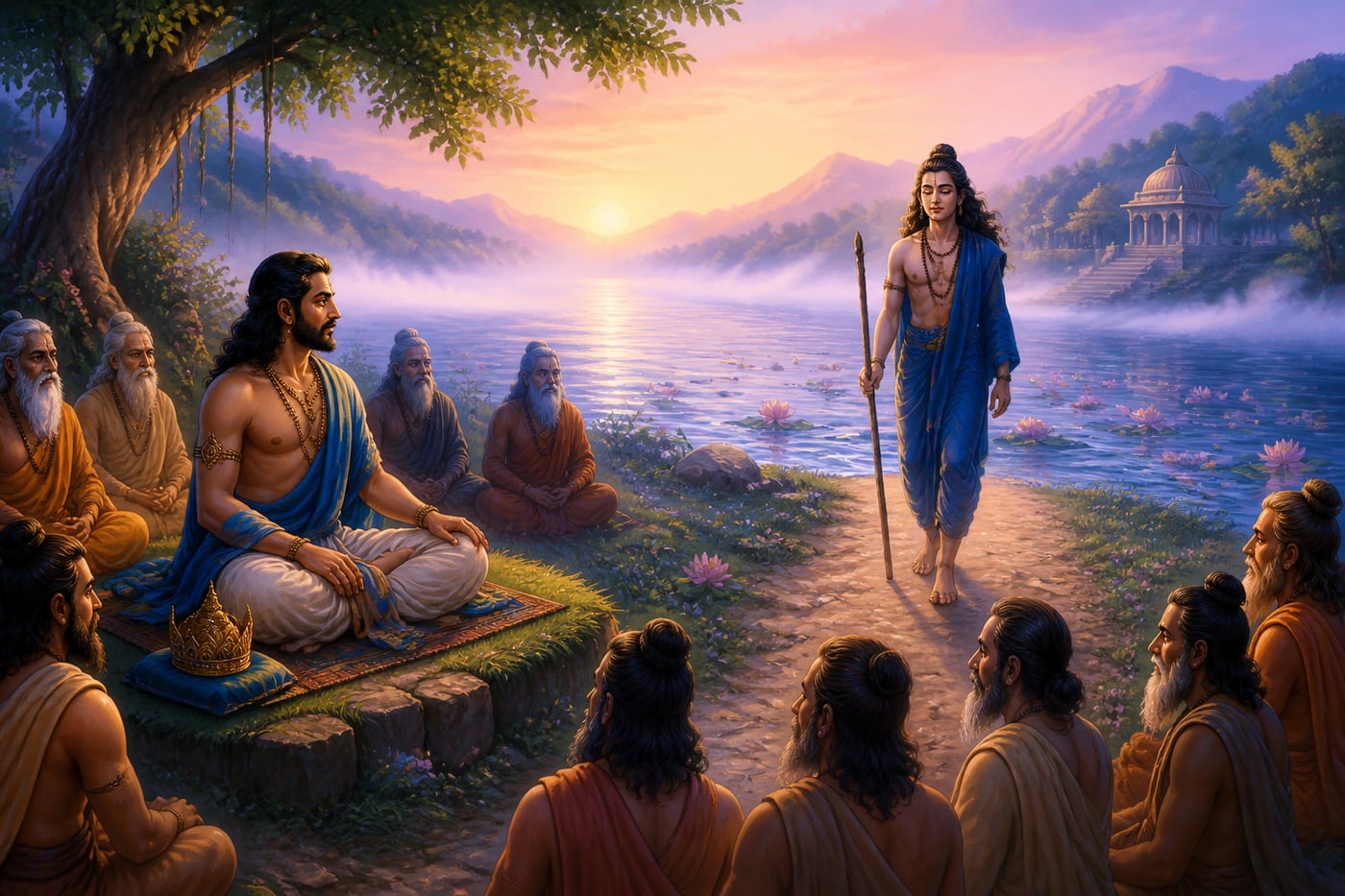 Parikshit fasting on the bank of the Ganga