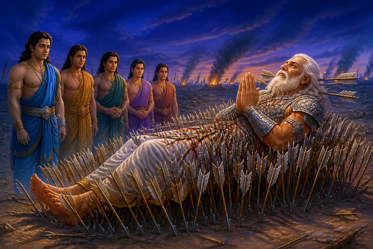 Bhishma on the bed of arrows
