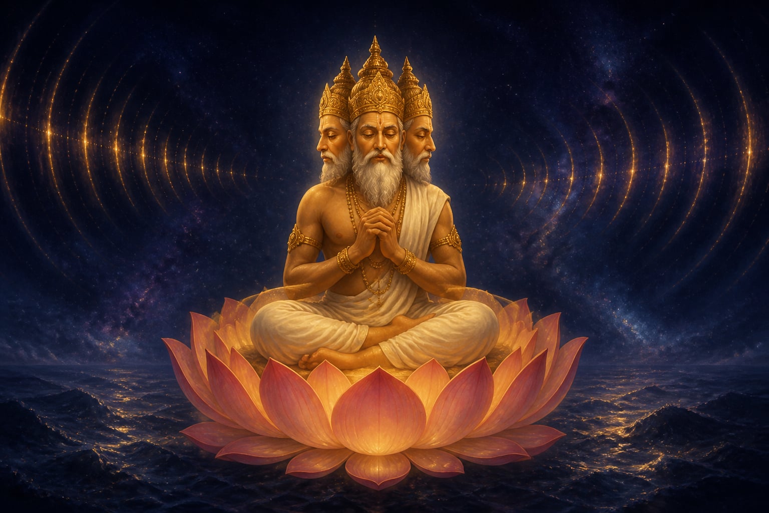 Brahma alone in primordial tapas before receiving revelation