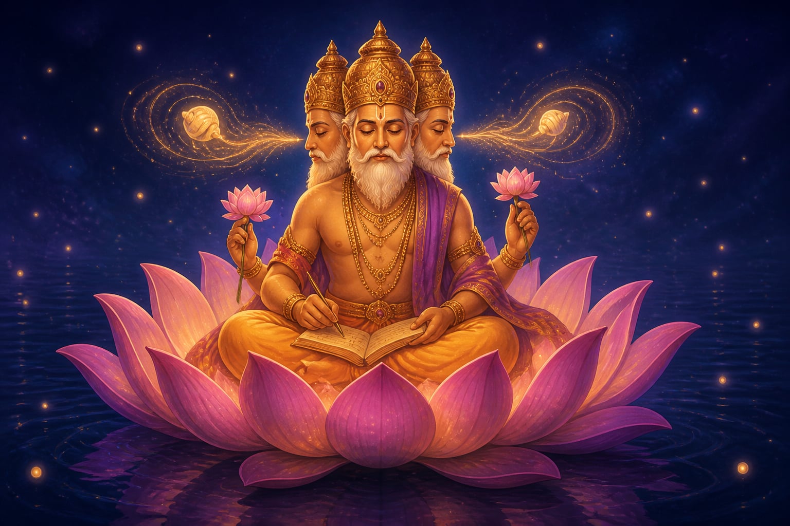 Brahma turning inward and hearing the syllables Ta-Pa