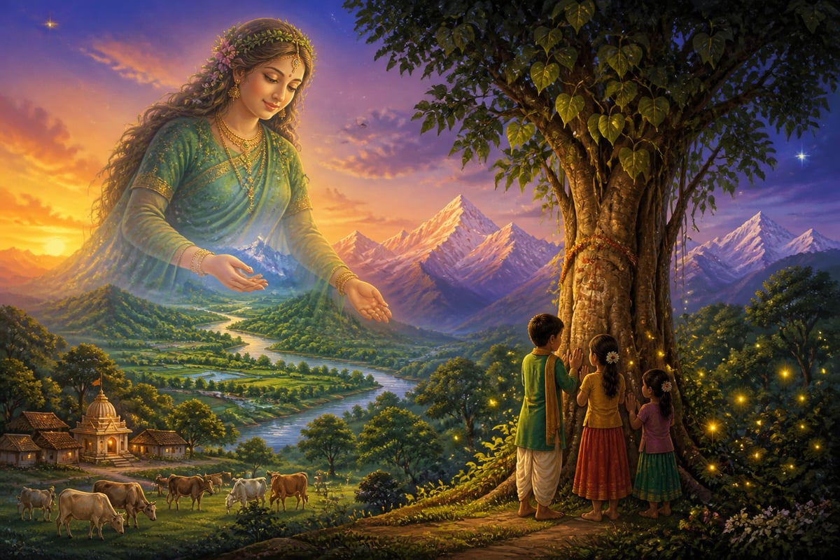 Bhudevi as the living Earth honoured at twilight