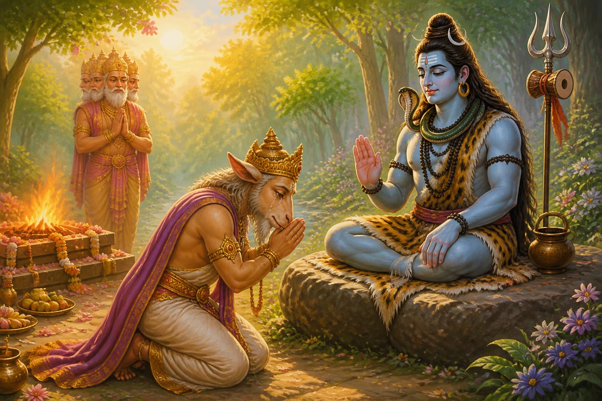 Goat-headed Daksha humbled before Shiva