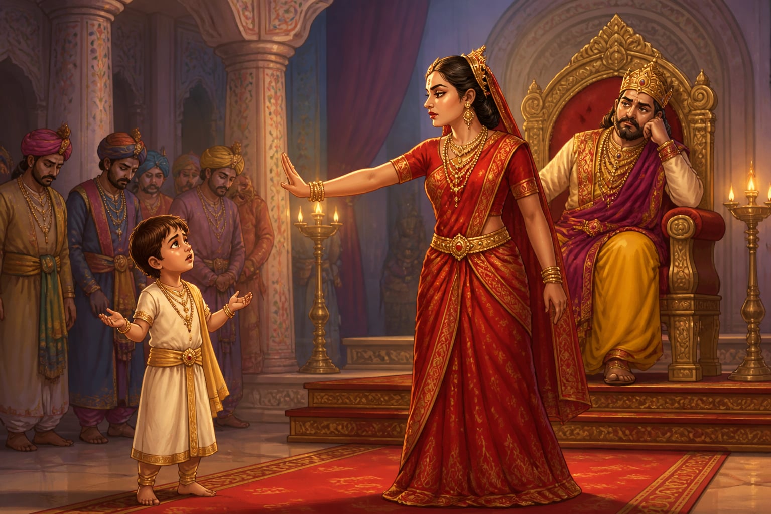 Suruchi steps between Dhruva and the throne