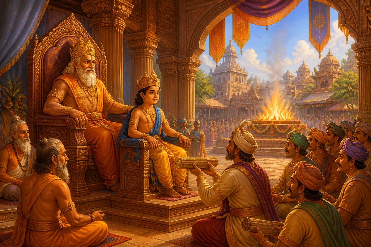 Dhruva enthroned as the righteous king