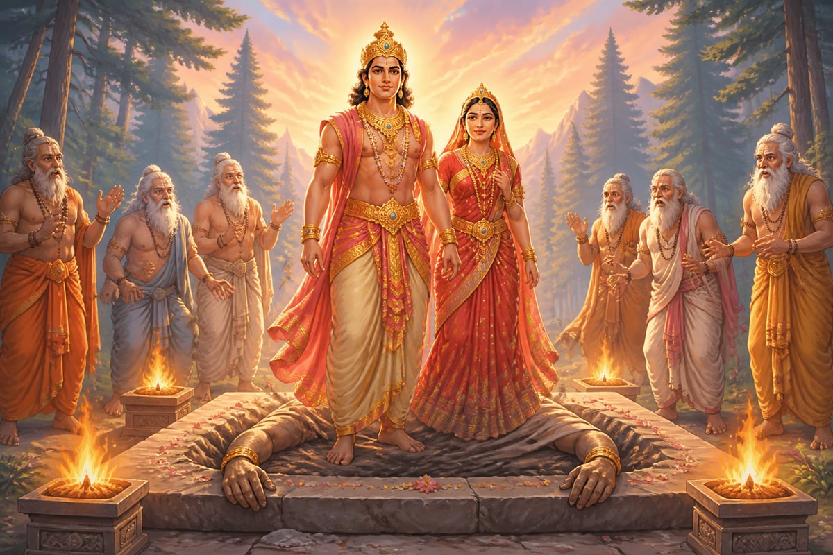 Prithu and Arci emerge from Vena's churned arms