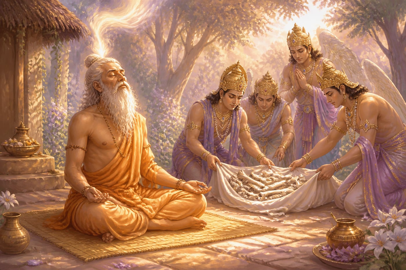 Sage Dadhichi sacrificing his body to forge the divine vajra