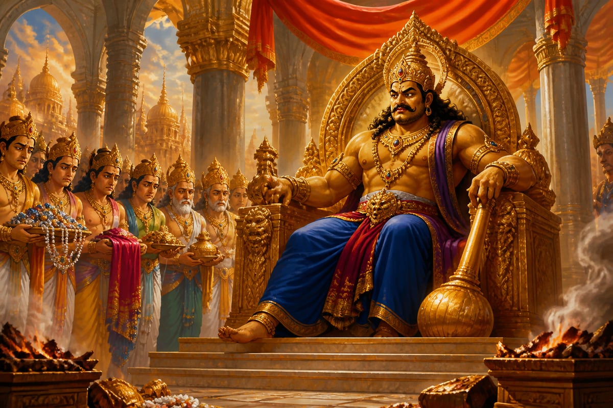 Hiranyakashipu enthroned in Amaravati