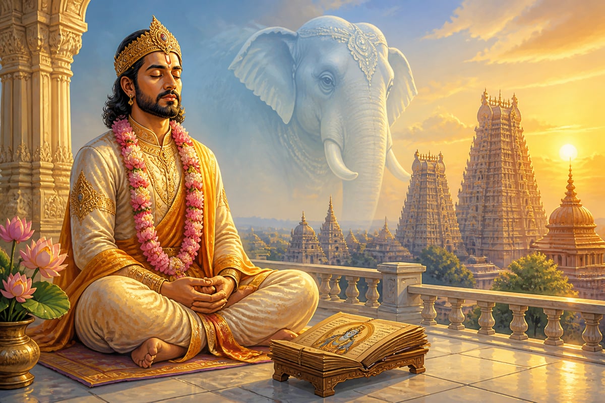 King Indradyumna in meditation, the previous birth of Gajendra