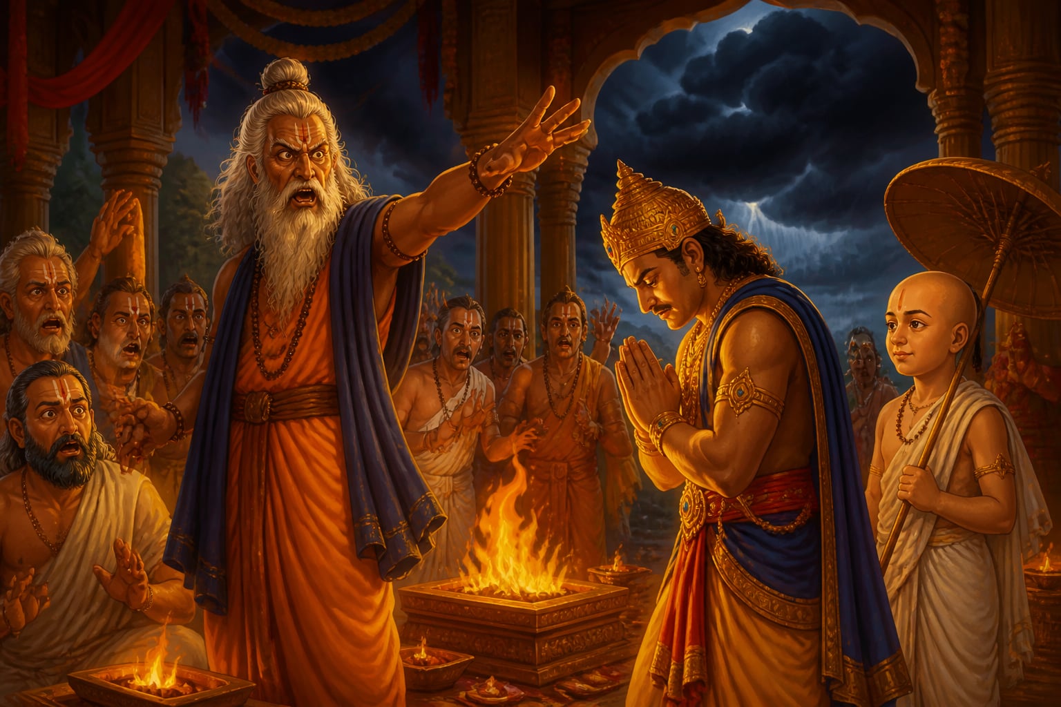 Shukracharya pronouncing his curse on Bali