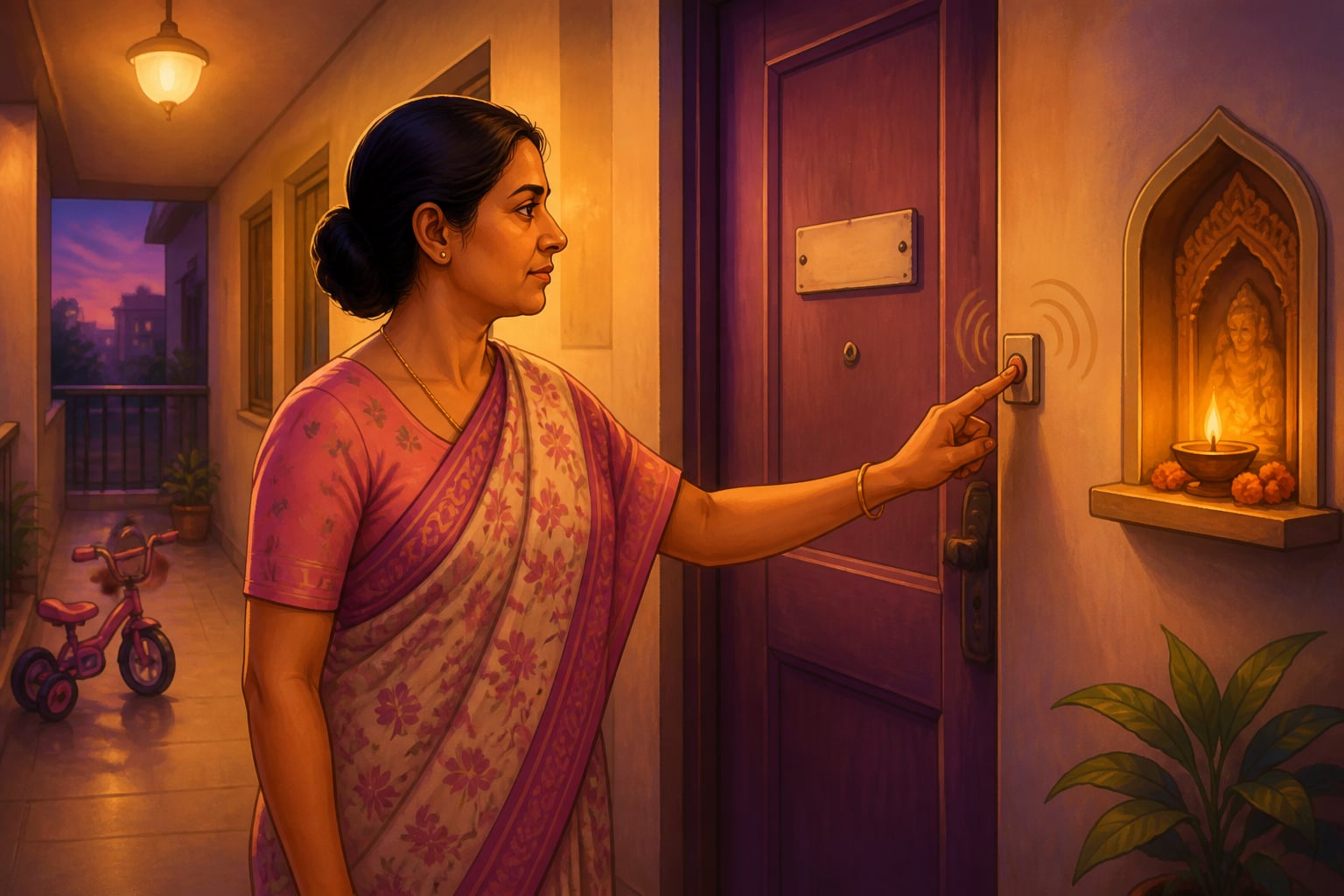 A neighbour rings the doorbell to interrupt domestic violence
