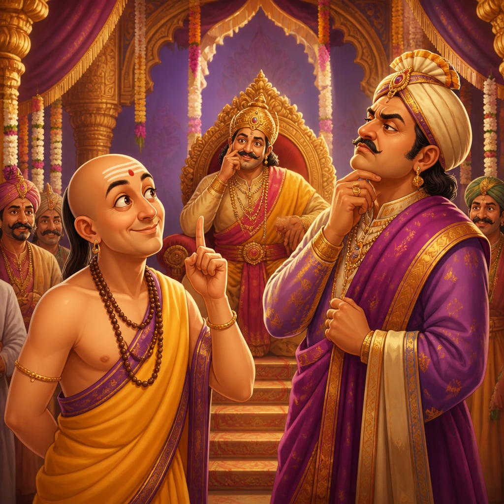Tenali recites a fabricated Sanskrit verse to a proud northern pundit in court