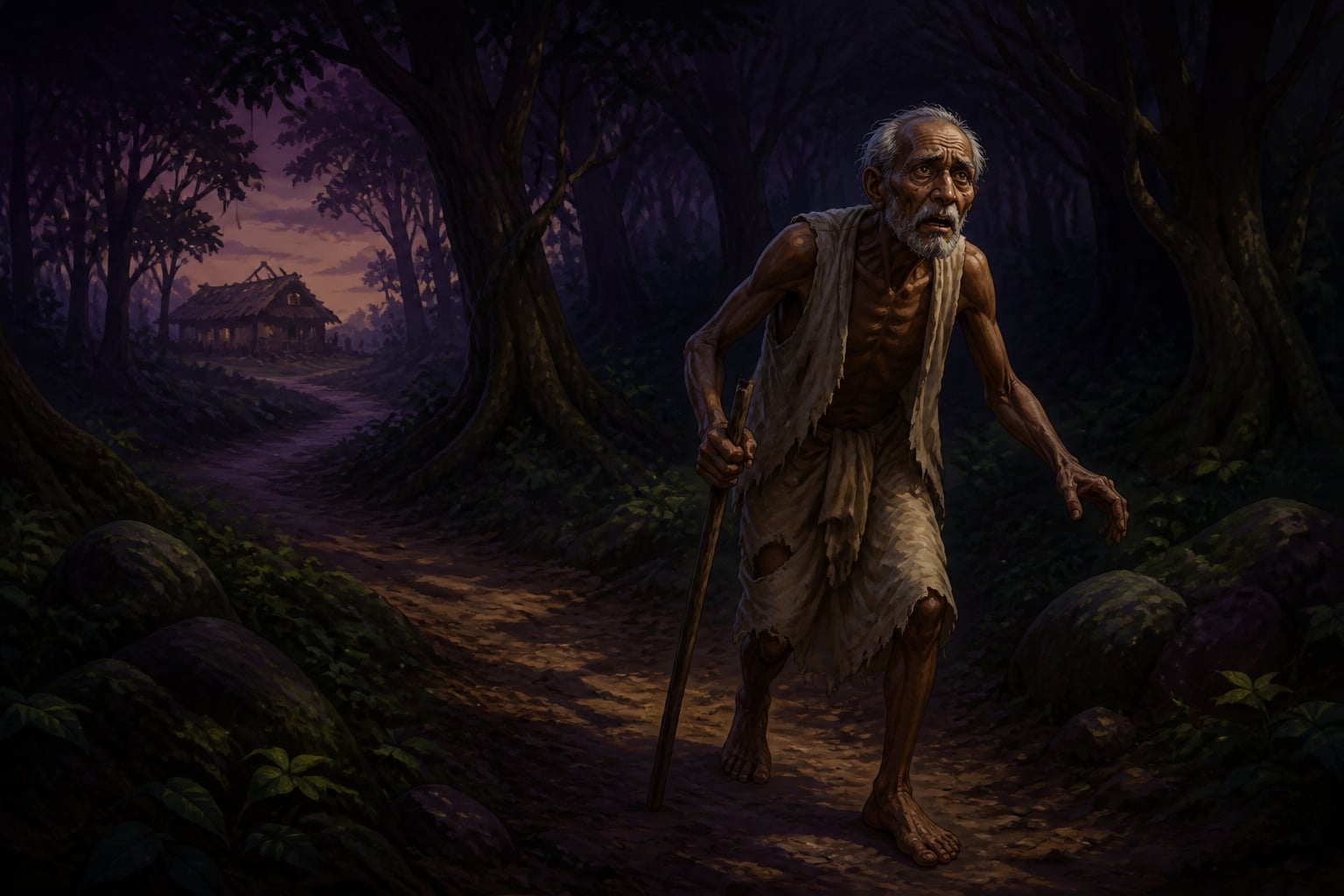 Ramu searches the forest in greed for the golden tree
