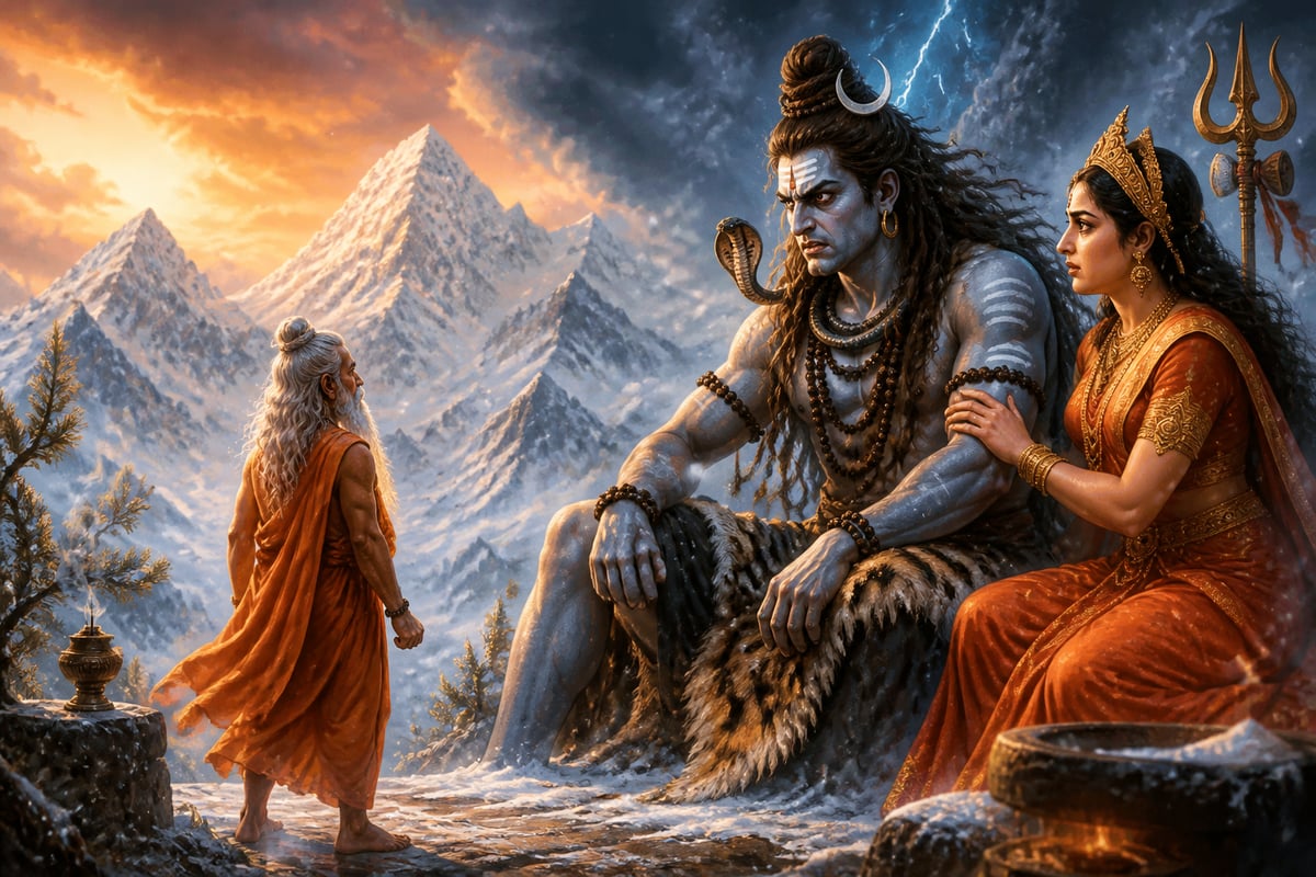Bhrigu testing Shiva on Kailasa