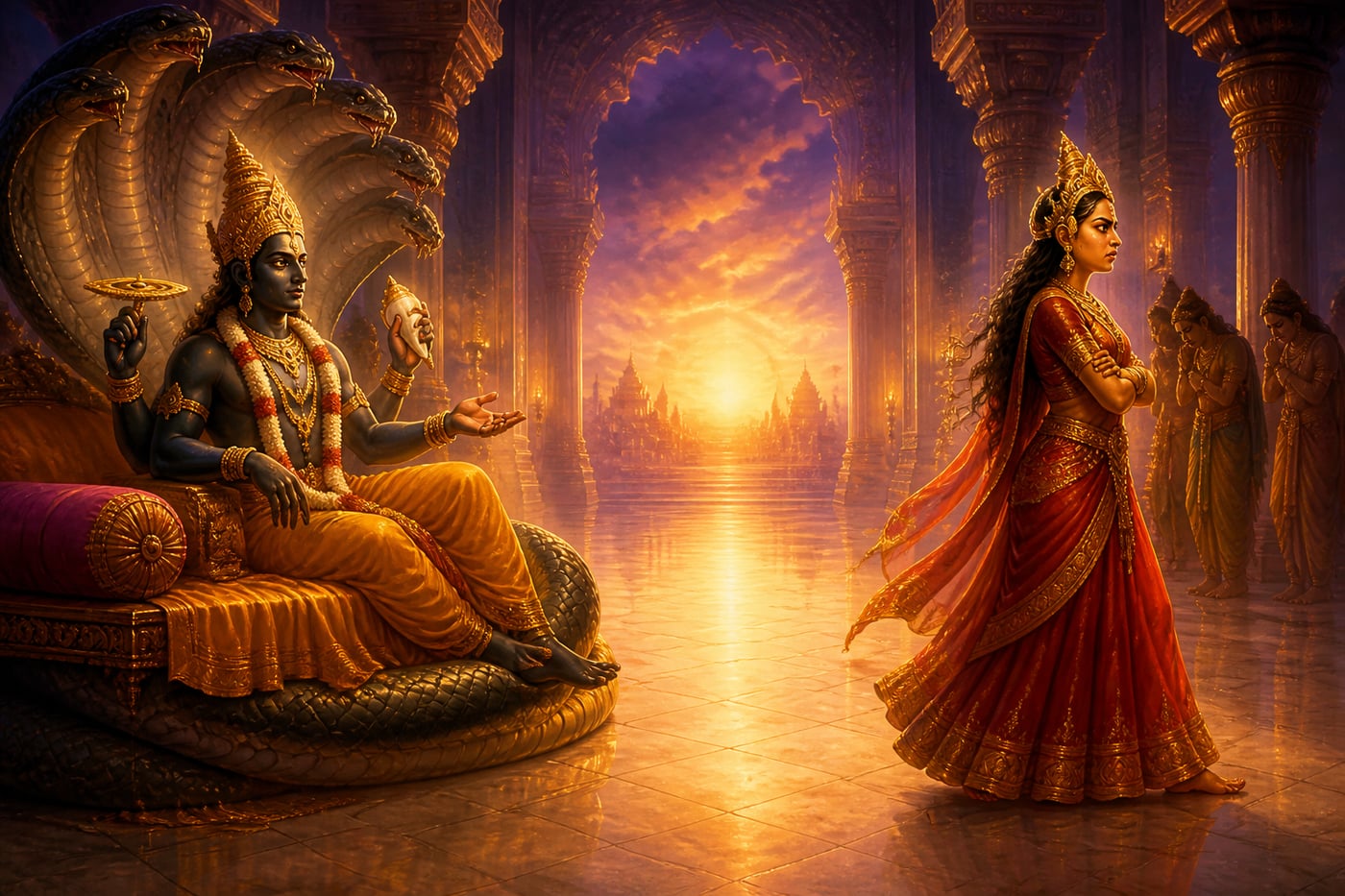 Lakshmi and Vishnu after the kick