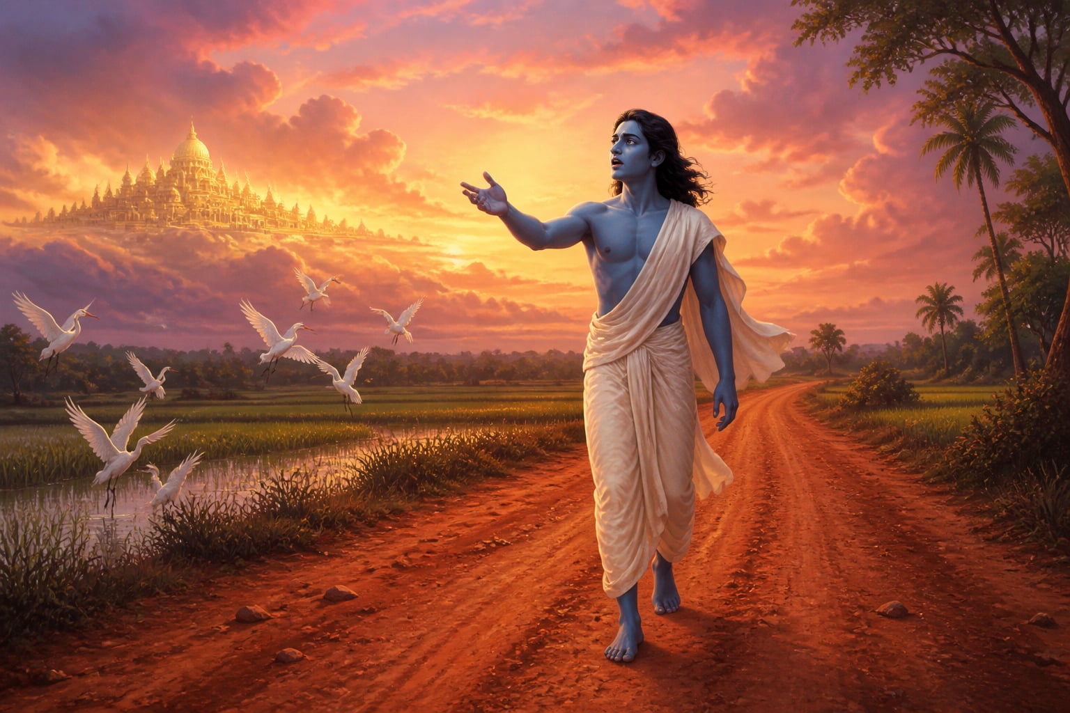 Vishnu searching the earth for Lakshmi
