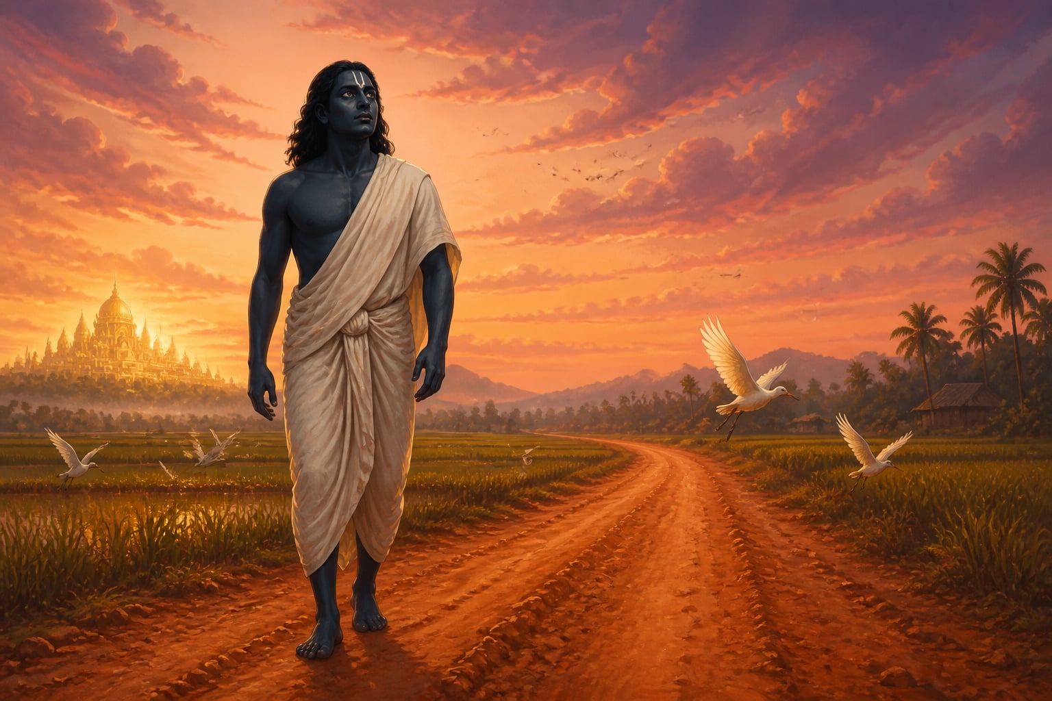 Vishnu searching the earth for Lakshmi
